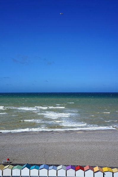 Colored beach cabins Normandie by Sandra van der Burg