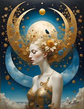 Celestial Muse - Blue - Portrait by Mellow Art