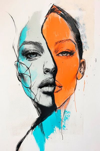 Face of opposites - artwork Two souls, one canvas by Poster Art Shop