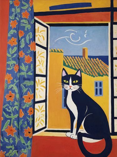 Cat In The Window Style Henri Matisse