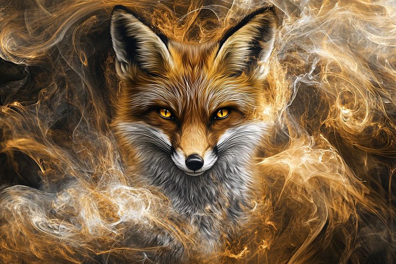 Fox in smoke and light by Art & Soul Creations