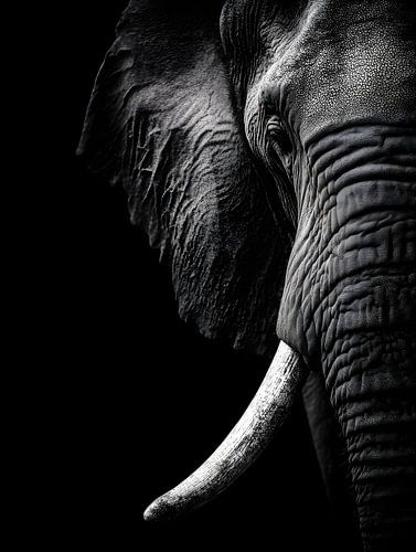 Olifant – Een sprekend zwart-witportret van een wild dier