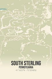 Carte ancienne de South Sterling (Pennsylvanie), USA. sur Affiches de lieux
