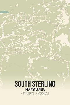 Vintage landkaart van South Sterling (Pennsylvania), USA. van MijnStadsPoster