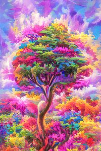 Psychedelischer Baum in vielen Farben