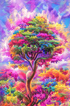 Psychedelische boom in vele kleuren