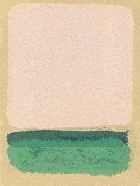 Modern abstract expressionism. White, green, warm natural yellow. by Dina Dankers