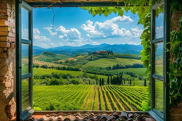 kijk uit het raam met zicht op een prachtig landschap van Egon Zitter