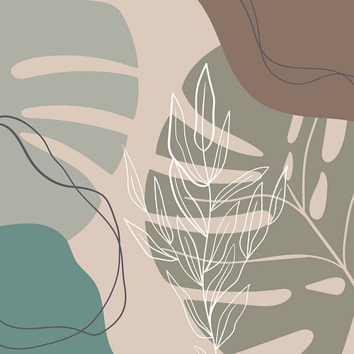 Feuilles, formes et lignes stylistiques : sable, marron et essence