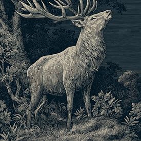 Cerf dans une scène forestière détaillée sur Pixelbull Design