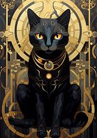 Art Deco gold with black cat