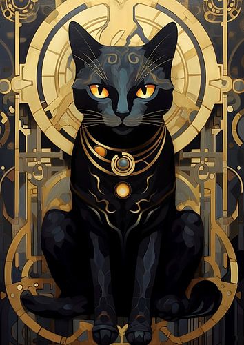 Art Deco goud met zwarte kat