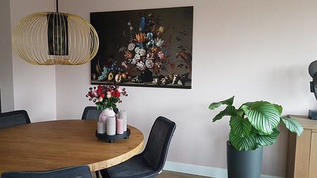 Still life with basket of fruit, a vase with flowers and shells, Balthasar van der Ast (seen in vets