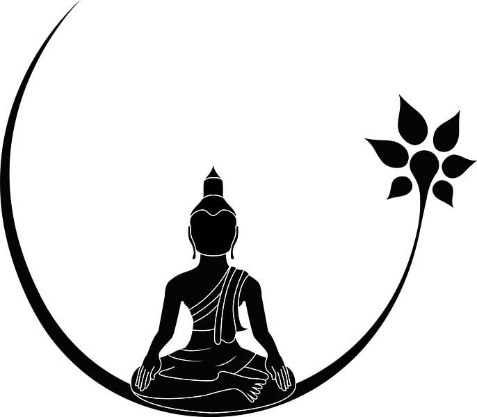 Bouddha avec une fleur par Marcel Derweduwen
