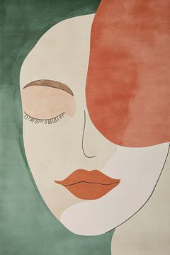 Woman Portrait in Soft Abstract Balance by Eva Lee