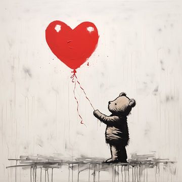 Bear with balloon (heart) by TheXclusive Art