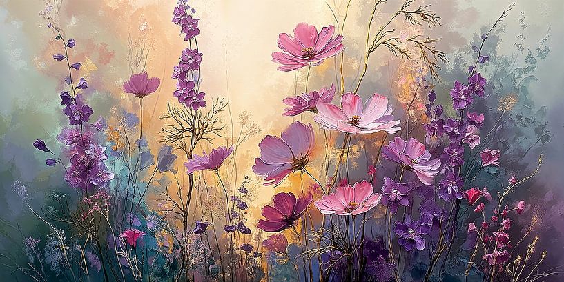 Champ de fleurs violettes dans la lumière du matin n°5 par Studio BB