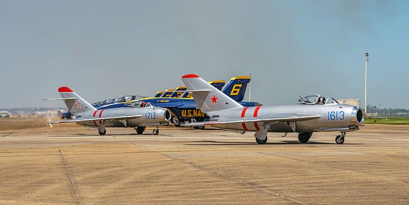 Two of the three Mikoyan-Gurevich Mig-17F Fresco's. by Jaap van den Berg
