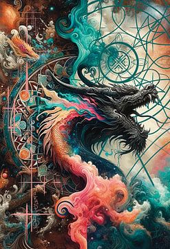 Guardians of Destiny - Dragon Painting van Tessa Smits Art