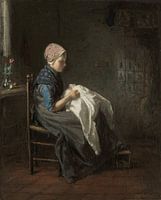 Oude meester; Naaistertje  door Jozef Israëls