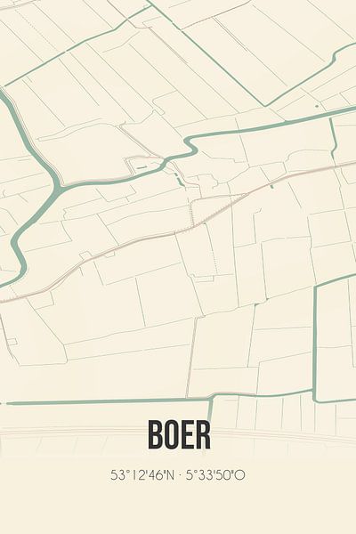Vintage map of Boer (Fryslan) by Prints of Place