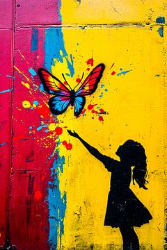 Graffiti vogel met kleurrijke spetters van Art & Soul Creations