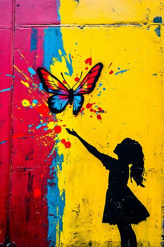 Graffiti vogel met kleurrijke spetters