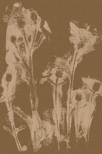 Puur landelijk. Moderne botanische kunst. Bloem in crème en oker.