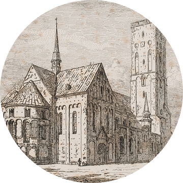 Jørgen Roed, Kathedraal van Ribe vanaf de noordoostkant, 1842 van Atelier Liesjes