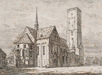 Jørgen Roed, Kathedraal van Ribe vanaf de noordoostkant, 1842 van Atelier Liesjes