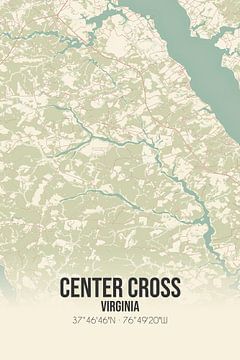 Alte Karte von Center Cross (Virginia), USA. von Rezona