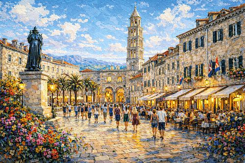 Split in Kroatië, een impressionistisch schilderij.
