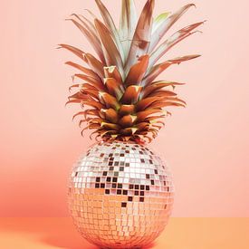 Pineapple glamour: Peach Fuzz disco ball by Floral Abstractions