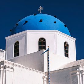 Santorin - Dôme bleu sur Teun Ruijters