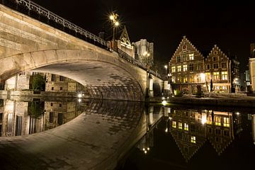 Belgie - Gent bij Nacht - Sint-Michielsbrug