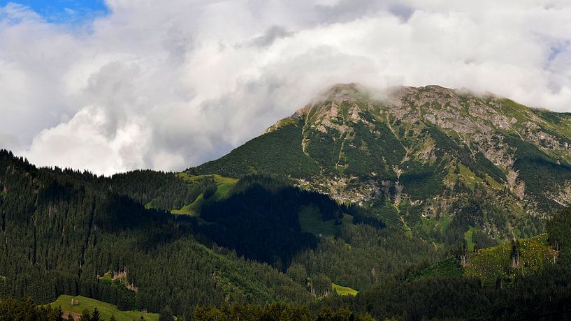 View of the German Alps mountain Nebelhorn in Bavaria from a village in the Allgau. by Cor Brugman