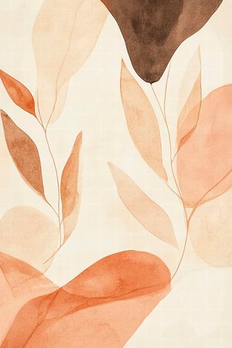 Panneau de peinture à l'eau avec des feuilles - Tons doux