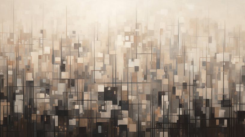 Abstracte skyline in de mist van Koffie Zwart