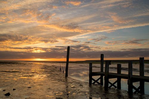 Zonsondergang op het Wad