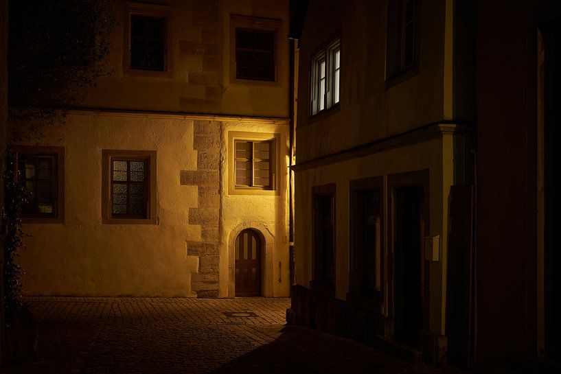 Night scene at the former St James' School in Rothenburg ob der Tauber by Heiko Kueverling