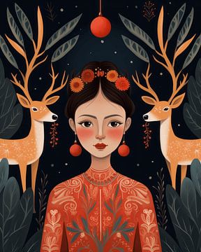 Portrait in Christmas mood, illustration by Studio Allee