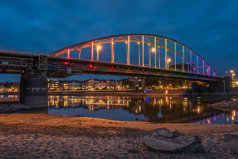 Deventer Wilhelmina bridge in rainbow lights by Maurice Meerten
