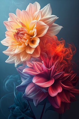 Color explosion of dahlias