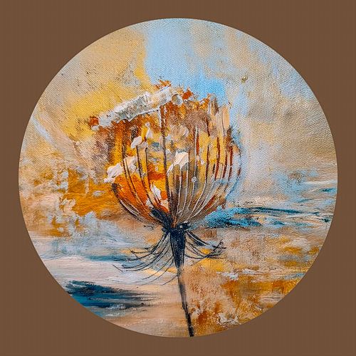 Rond Herfst Stilleven. Wilde Peen. Mixed media.