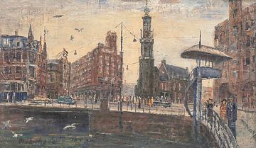 Arnold Olderhave - Het Muntplein in 1953 met recht de Duiventil.
