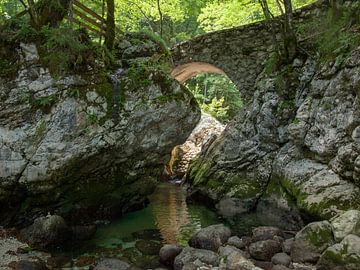 Bruggetje over beek, Ukanc, Slovenië by Rinke Velds