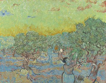 Olijfgaard met twee olijfplukkers, Vincent van Gogh