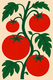 Illustration d'un plant de tomates rouges