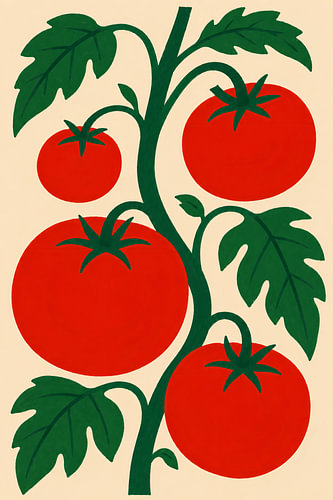 Illustratie van een rode tomatenplant