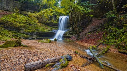 Hasenreuter waterval, Scheidegg, Allgäu, Beieren, Duitsland